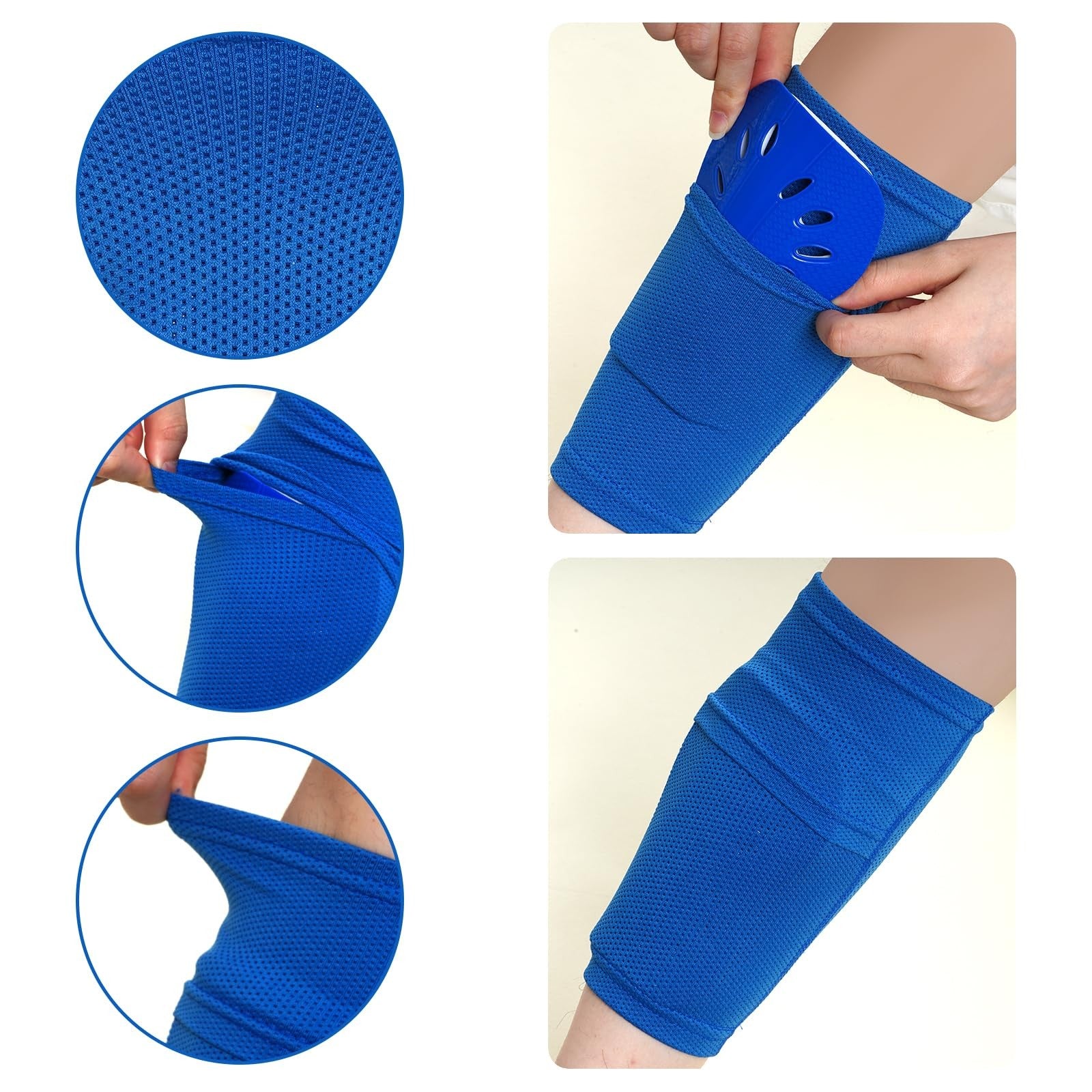 2 Pairs Soccer Shin Guards Socks Breathable Soccer Shin Guard Sleeves W/ Pocket