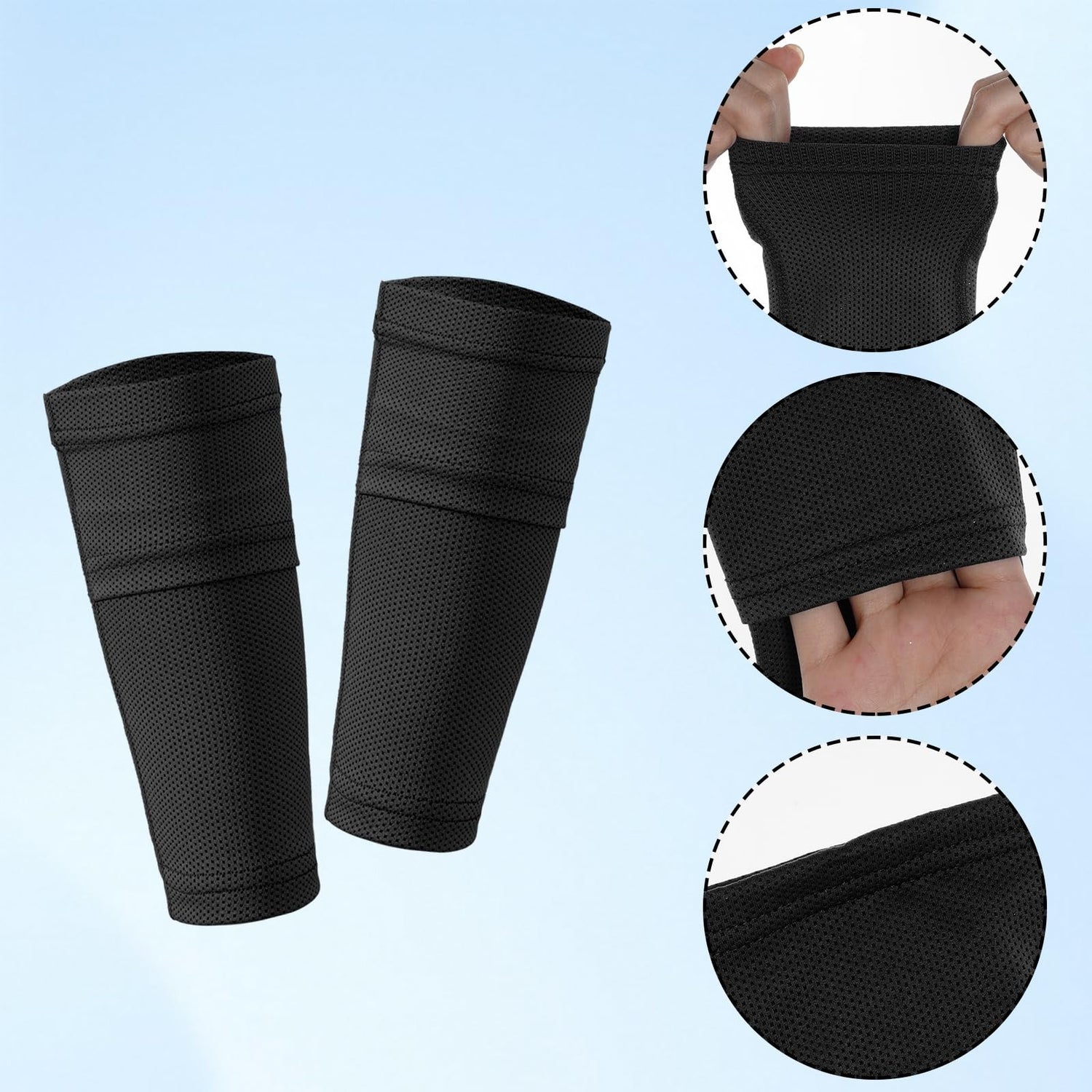 2 Pairs Soccer Shin Guards Socks Breathable Soccer Shin Guard Sleeves W/ Pocket